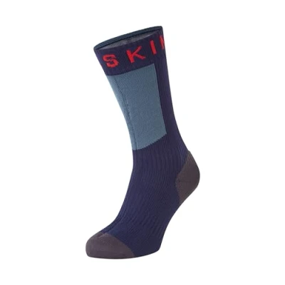 Abbildung von SealSkinz Unisex Waterproof Warm Weather Mid Length with Hydrostop Socken für Erwachsene, Marineblau/Grau/Rot, M