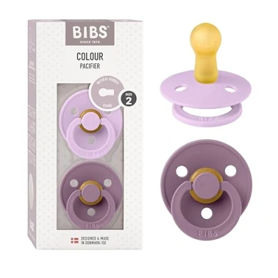 Abbildung von BIBS Colour Schnuller 2er Pack, BPA frei, Kirschform Nippel. Naturkautschuk/Latex, Hergestellt in Dänemark, Größe 2 (6 18 Monate), Violet Sky/Mauve