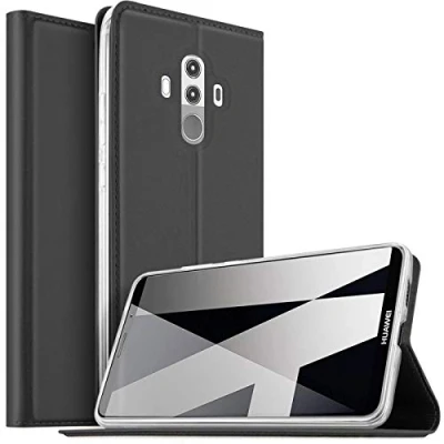 Abbildung von Verco Handyhülle für Mate 10 Pro, Premium Handy Flip Cover Huawei Pro Hülle [integr. Magnet] Book Case PU Leder Tasche, Schwarz