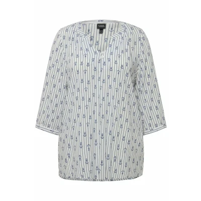 Abbildung von Ulla Popken Notch NECK Print Bluse, Damen, Größe: 42/44, Snow white