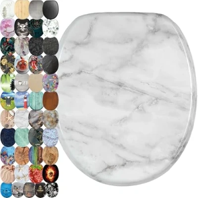 Abbildung von Sanilo WC Sitz ohne Absenkautomatik, viele schöne Toilettendeckel zur Auswahl, hochwertige und stabile Qualität aus Holz (Marmor)