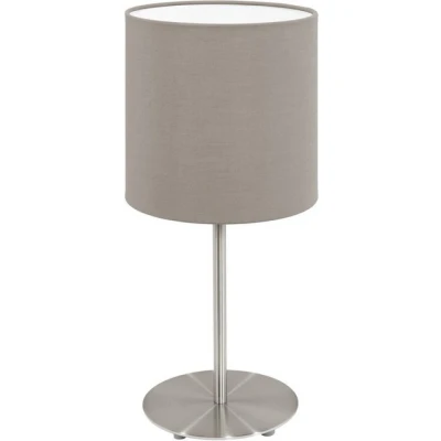 Abbildung von Eglo 95726 Tischleuchte Pasteri mit Schalter Textil taupe (graubraun) 1X40W H:27,5 Ø 14cm