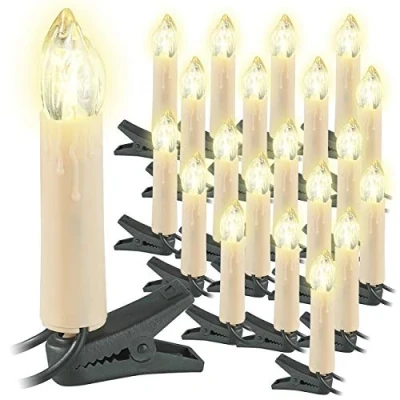 Abbildung von Lunartec LED Tannenbaum Outdoor: Weihnachtsbaum Lichterkette, 20 Kerzen IP44 (Outdoor) (LED Weihnachtskerzen Outdoor, Lichterkette innen, Lichterketten)