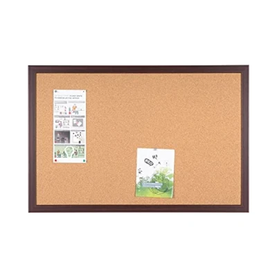Abbildung von Bi Office Earth Korktafel mit Prime MDF Rahmen, Kirschen, Umweltfreundliche Pinnwand Naturkorkschicht, 60 x 45 cm