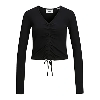 Abbildung von JJXX Fenja STR LS CROP JSR Langarmshirt, Damen, Größe: Small, Black