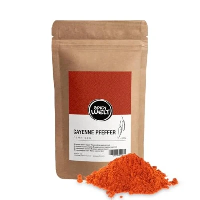 Abbildung von Spicy Welt Cayennepfeffer Gemahlen (500g) Cayenne Pfeffer Pulver für Chili Con Carne, Saucen &amp; Dips Scharf, Intensiv Wärmend 100% Naturrein, Ohne Zusätze