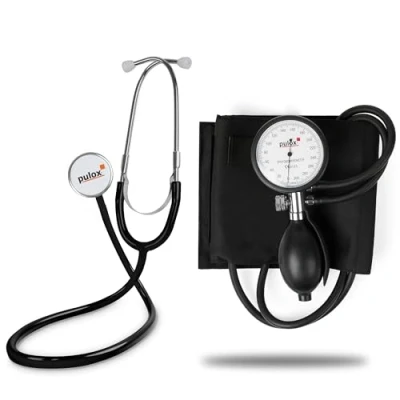 Abbildung von pulox Blutdruckmessgerät Manuelles Aneroid Sphygmomanometer und Flachkopf Stethoskop Set