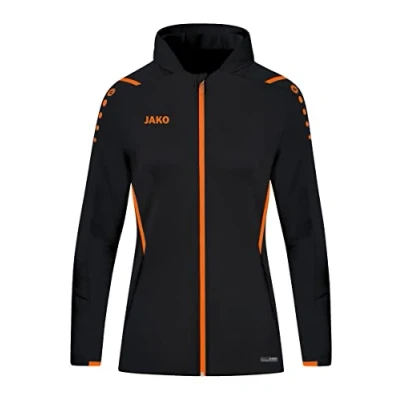 Abbildung von JAKO Damen Kapuzenjacke Challenge, Schwarz/Neonorange, 44