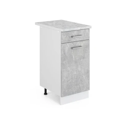Abbildung von Vicco Küchenunterschrank R Line, Beton/Weiß, 40 cm, AP Marmor