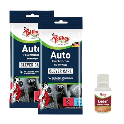 Abbildung von poliboy Auto Putztücher 40 Tücher Reinigungstücher (20x18 cm, perfekt für die gründliche Reinigung des Innenraums Made in Germany)