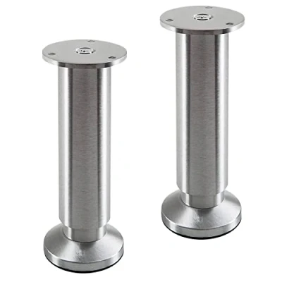 Abbildung von 2 Stück Möbelfüße TERRA Höhe 150 mm Alu gebürstet Bettfüße höhenverstellbar bis max. 15 mm, belastbar 250 kg/je Fuß von SOTECH