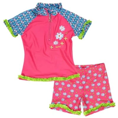 Abbildung von Playshoes Unisex Kinder zweiteilig Schwimmshirt Badeshorts Badebekleidung Uv schutz Bade set Blumen 98 104
