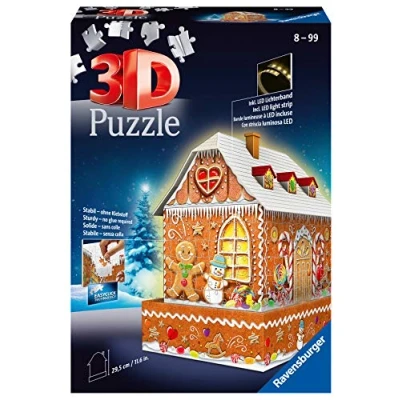 Abbildung von Ravensburger Gebouwen Night Edition Gingerbread House Puzzle für Kinder, Größe: One Size, Multi coloured