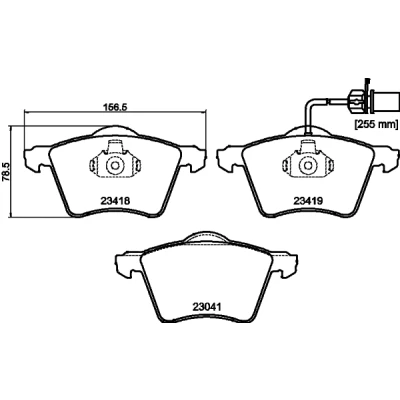 Abbildung von HELLA 8DB 355 010 631 Bremsbelagsatz mit integriertem Verschleißwarnkontakt VOLKSWAGEN: Sharan I, Kastenwagen, FORD: Galaxy Mk1 MPV