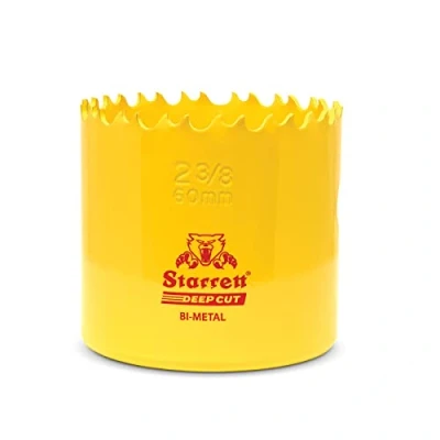 Abbildung von Starrett Tiefschnitt Lochsäge DCH0238 Hochleistungs Bimetall mit zusätzlichen Kobalt HSS Zähnen für Metalle, Holz, Gusseisen, Glasfaser Kunststoffe 60 mm