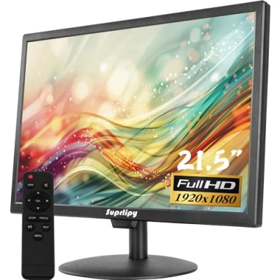 Abbildung von Suprlipy 21,5 Zoll FHD Mini LCD Display 1920x1080 60Hz 16:9 BNC VGA HDMI AV mit USB Eingang Eingebauter Lautsprecher für CCTV DVR PC Spielkonsole Sicherheitskamera