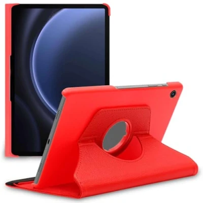 Abbildung von ebestStar Hülle für Samsung Galaxy Tab A9+ SM X210 (2023), Drehbar Schutzhülle, PU Lederhülle, Rotierende Ständer Etui, Rotating Case Cover, Rot