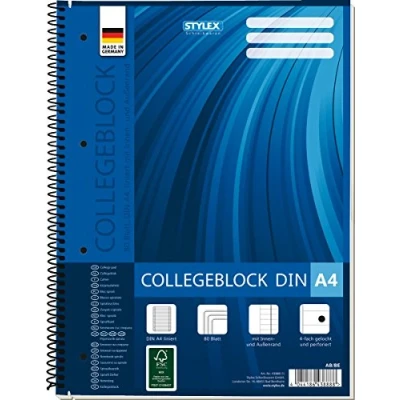 Abbildung von STYLEX Collegeblock, DIN A4, liniert, 1 Block = 80 Blatt