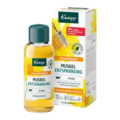 Abbildung von Kneipp Gesundheitsbad Muskel Entspannung Badeöl mit wertvollem Extrakt der Arnika &amp; ätherischen Ölen aus Cabreuva, Rosmarin Pinus Arten belebt tut gut nach körperlicher Anstrengung 100ml