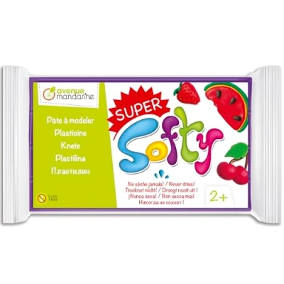 Abbildung von AVENUE MANDARINE SO0880350900C Block Super Softy pflanzliche Knete / Modelliermasse 350g, auf Wachsbasis,trocknet nie, extra weich, ab 2 Jahren, glütenfrei, ohne Gentechnik, Violett, 1 Stück