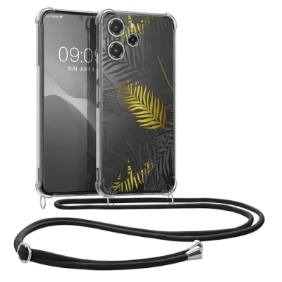 Abbildung von kwmobile Necklace Case kompatibel mit Xiaomi Redmi 12 Hülle Silikon Cover Handykette Gelb Grau Transparent Dschungel