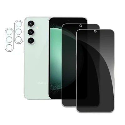 Abbildung von 2 Stück Sichtschutz Schutzfolie Für Samsung Galaxy S23FE mit Kamera Panzerfolie, Anti Spy Schutzglas, 9H Härte, Kratzer, Öl, Bläschen, Einfache Installation