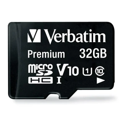 Abbildung von Verbatim Premium Micro SDHC Speicherkarte mit Adapter, 32 GB, Datenspeicher für Foto und Video Aufnahmen, SD Karte in schwarz, ideal Handy, Kamera oder Tablet