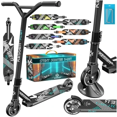 Abbildung von KESSER® Stunt Scooter X Limit 360 Lenkung Robuster Funscooter Stuntscooter mit ABEC 9 Kugellagern, 100 mm PU Räder, Kickscooter Tretroller Cityroller Trick Roller für Kinder Erwachsene, Schwarz
