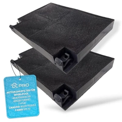 Abbildung von DL pro 2 x Kohlefilter für Whirlpool 484000008781 481281728947 Typ141 Zanussi 9029793552 Faber EFF70 Aktivkohlefilter Filter Dunstabzugshaube Abzugshaube Dunstabzug