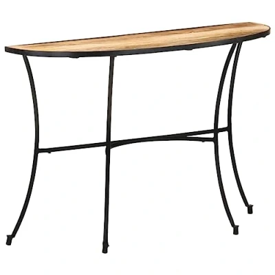 Abbildung von vidaXL Mangoholz Massiv Beistelltisch Halbkreisförmig Konsolentisch Flurtisch Wandtisch Konsole Sideboard Ablagetisch Tisch 110x40x77cm