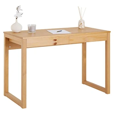 Abbildung von IDIMEX Schreibtisch NOAH, Schreibtischin in natur aus Kiefer Tisch mit 2 Schubladen Massivho