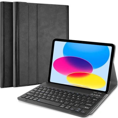 Abbildung von Cazy Tastatur Hülle Kompatibel mit iPad 2022 (10th Gen) Schutz Etui magnetisch Abnehmbarer Layout: QWERTY