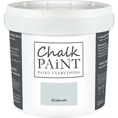 Abbildung von Chalk Paint Everything® Elefante Kreidefarbe Wasserbasis für Alle Oberflächen einfach zu verarbeiten ohne schlechten Geruch Extra Matt (5 Liter)