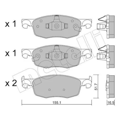 Abbildung von METELLI 22 1282 0 Bremsbelagsatz mit akustischer Verschleißwarnung TOYOTA: Yaris IV, Aygo X