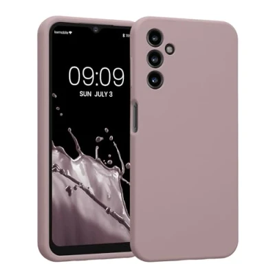 Abbildung von kwmobile Handyhülle kompatibel mit Samsung Galaxy A14 5G Hülle gummierte Handy Case aus Silikon in Nude Lilac