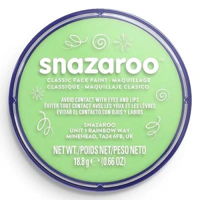 Abbildung von Snazaroo 1118400 Kinderschminke, hautfreundliche hypoallergene Gesichtschminke auf Wasserbasis, wasservermalbar, parabenfrei, 18ml Topf Blassgrün