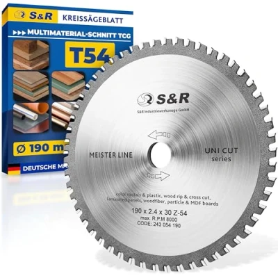 Abbildung von S&amp;R Kreissägeblatt 190x30x2,4mm 54T zum Sägen in Multimaterial, Uni Cut, 54 Hartmetallzähne