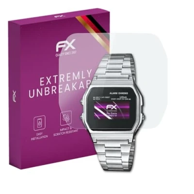 Abbildung von atFoliX Glasfolie kompatibel mit Casio A158WEA 1EF Panzerfolie, 9H Hybrid Glass FX Schutzpanzer Folie