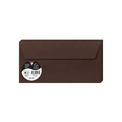 Abbildung von Clairefontaine 5235C Packung mit 20 Umschlägen Pollen Format DL 11x22 cm, 120g, selbstklebend, ideal für Einladungen und Korrespondenz, Premium glattes Papier, Kakaobraun, 1 Pack