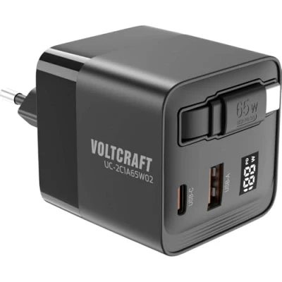 Abbildung von VOLTCRAFT USB Steckerladegerät, 65 W, GaN mit Display Ladegerät