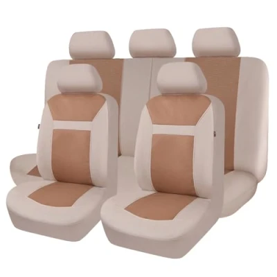 Abbildung von Flying Banner Mesh und Jacquard Universal Autositzbezüge Seitenairbag Kompatibel (Beige)