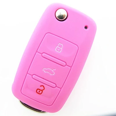 Abbildung von Happyit Auto Schlüssel Abdeckung Fall Silikon für Volkswagen VW Polo Passat B5 Golf 4 5 6 Jetta Mk6 Tiguan GOL Cross Fox Plus EOS Scirocco Beetle (rot)
