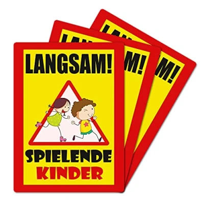 Abbildung von 3 Stück Langsam ! spielende KINDER Schild 20 x 30 cm aus stabiler PVC Hartschaumplatte 3mm mit UV Schutz von STROBO