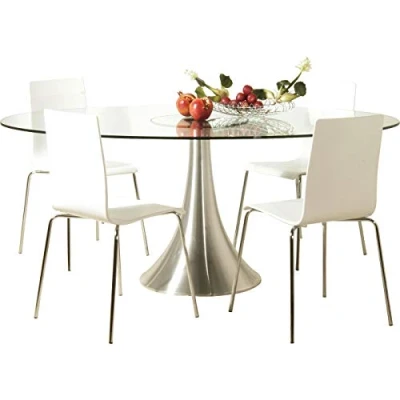 Abbildung von Kare Design Tisch Grande Possibilita, Silber, Esstisch, Tisch, Rund, Glas Tischplatte, Aluminiumfuß, 76x120x180 cm (H/B/T)