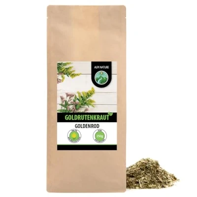 Abbildung von Goldrutenkraut (250g), Goldrutentee geschnitten, schonend getrocknet, 100% rein und naturbelassen, Kräutertee
