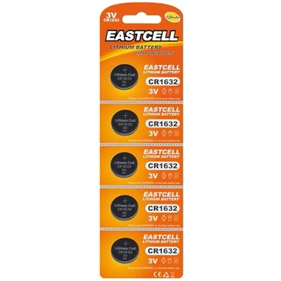 Abbildung von 5 x CR1632 3V Lithium Knopfzelle 120 mAh EINWEG Markenware EASTCELL