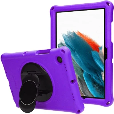 Abbildung von TECHGEAR Bumper Hülle Kompatibel mit Samsung Galaxy Tab A8 10.5 2021 (SM X200 /SM X205) [Kinderfreundlich] Tough Schutzhülle Silikon Soft Shell Anti Rutsch Stoßfest (+Folie) Lila