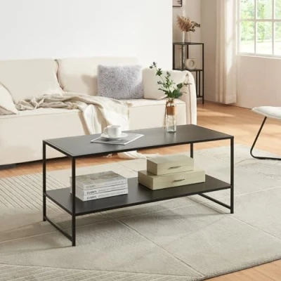 Abbildung von en.casa Couchtisch, »Ruokolahti« mit Ablage 102x43x46cm aus Stahl Schwarz, matt
