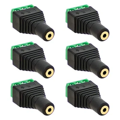 Abbildung von 6X Klinken Buchse 2,5mm Adapter &gt; Terminal Block 3 Pin Schraub Klemmen Vergoldet