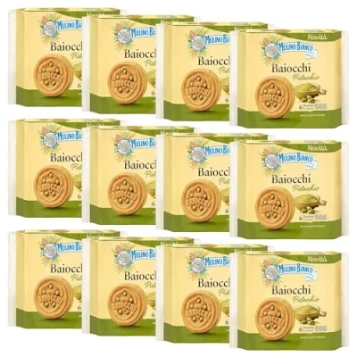 Abbildung von MULINO BIANCO Baiocchi Pistacchio Kekse mit Pistazienfüllung 168g x 12 Pakete
